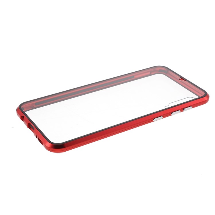 All-wrapped Magnetic Installation Metal Frame + Glass Protective Phone Case for Samsung Galaxy A50/A50s/A30s - Red-6