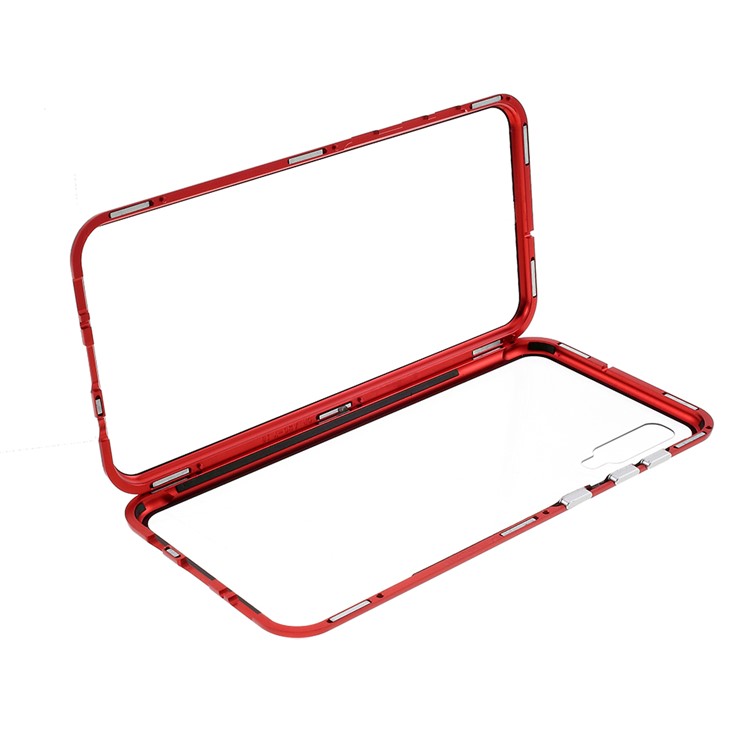 All-wrapped Magnetic Installation Metal Frame + Glass Protective Phone Case for Samsung Galaxy A50/A50s/A30s - Red-7