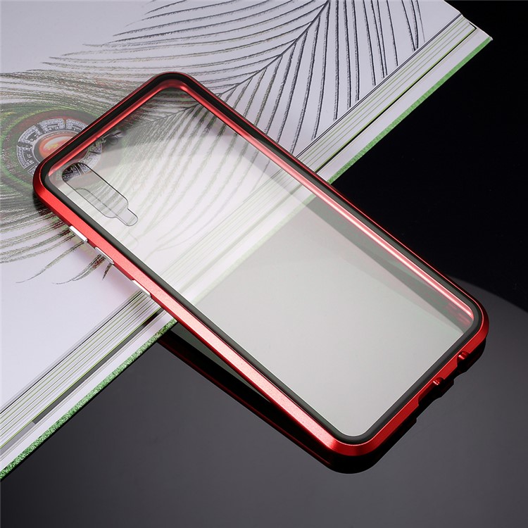 All-wrapped Magnetic Installation Metal Frame + Glass Protective Phone Case for Samsung Galaxy A50/A50s/A30s - Red-8