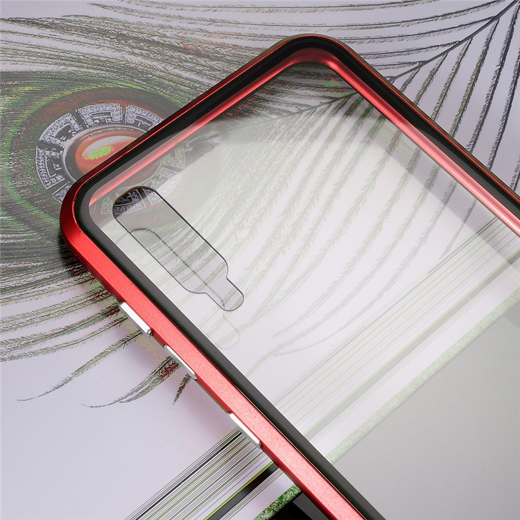 All-wrapped Magnetic Installation Metal Frame + Glass Protective Phone Case for Samsung Galaxy A50/A50s/A30s - Red-9