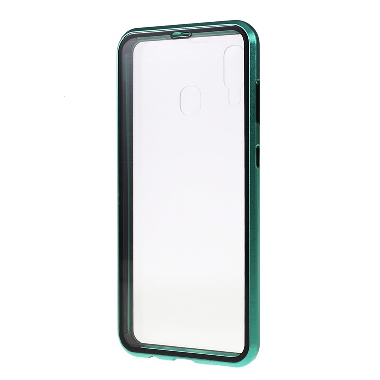 Struttura In Metallo Con Installazione Magnetica Interamente Avvolta + Custodia Protettiva Per Cellulare In Vetro Per Samsung Galaxy A30 - Verde-2