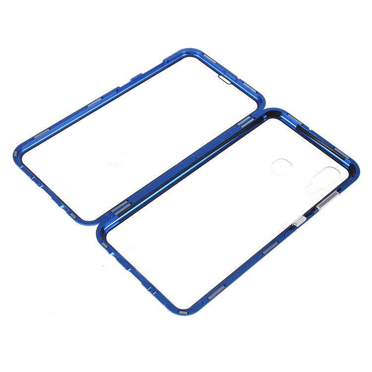 All-wrapped Magnetic Installation Metal Frame + Glass Protective Cell Phone Case for Samsung Galaxy A30 - Blue-4