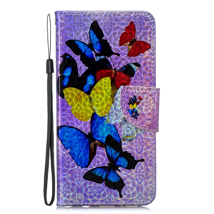 Laser Carving Pattern Printing Leather Wallet Case for Samsung Galaxy A70 - Vivid Butterflies-3