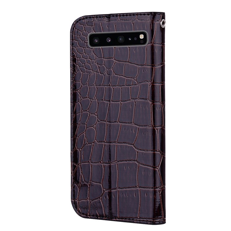 Auto-absorbieren Krokodilstruktur Glitzernden Pailletten Spleißen Ledertasche Mit Kartensteckplatz Für Samsung Galaxy S10 5G - Schwarz-5