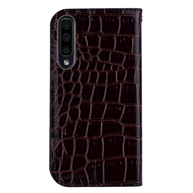 Crocodile Texture Glittery Sequins Splicing Card Slot Stand Leather Case for Samsung Galaxy A70 - Black-3