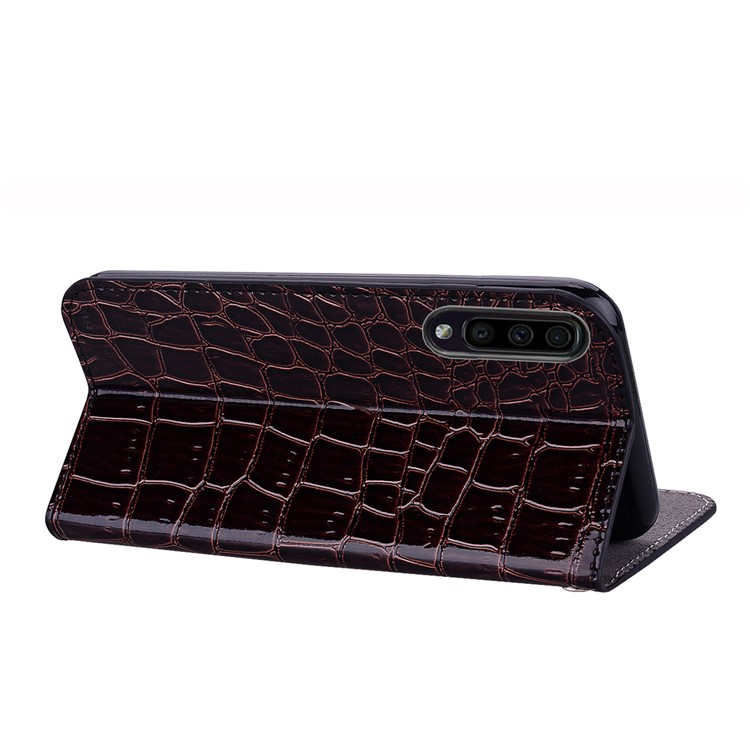 Crocodile Texture Glittery Sequins Splicing Card Slot Stand Leather Case for Samsung Galaxy A70 - Black-8