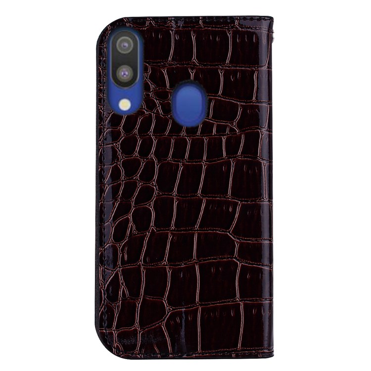 Crocodile Texture Glittery Sequins Splicing PU Leather Phone Case for Samsung Galaxy A40 - Black-4