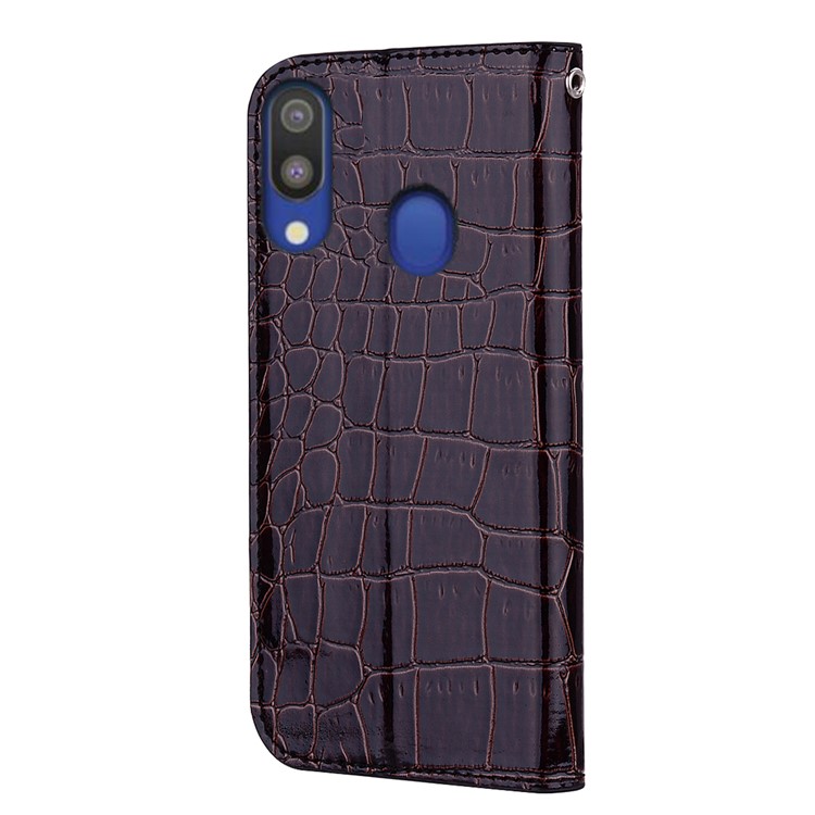Crocodile Texture Glittery Sequins Splicing PU Leather Phone Case for Samsung Galaxy A40 - Black-6