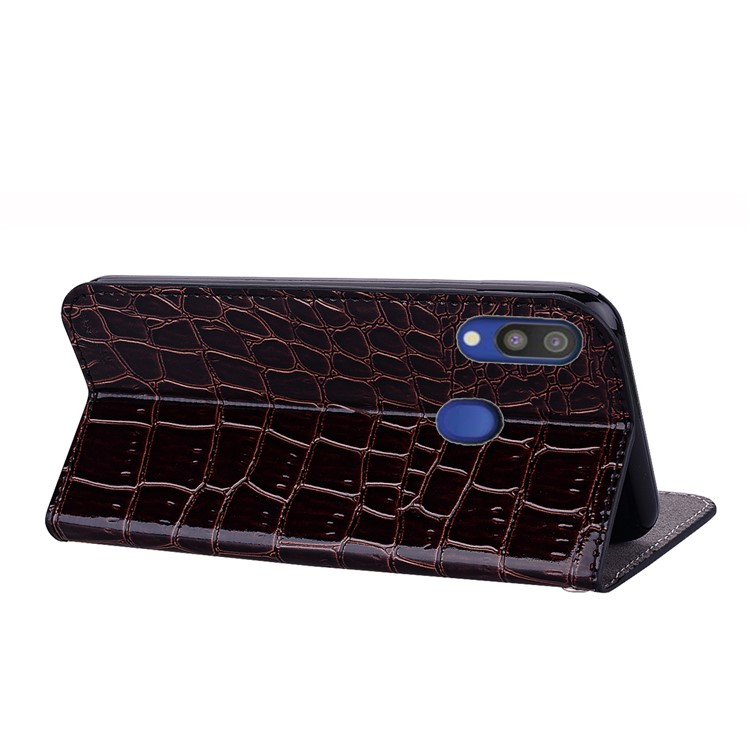 Crocodile Texture Glittery Sequins Splicing PU Leather Phone Case for Samsung Galaxy A40 - Black-9