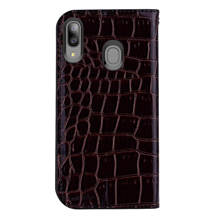 Crocodile Texture Shiny Splicing PU Leather Phone Cover for Samsung Galaxy A20e - Black-4