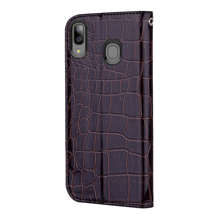 Crocodile Texture Shiny Splicing PU Leather Phone Cover for Samsung Galaxy A20e - Black-6