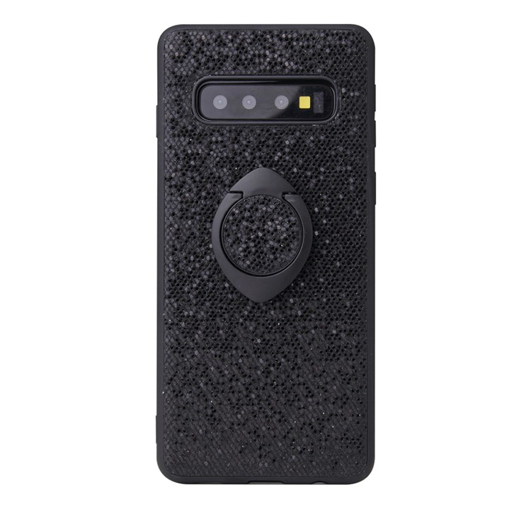 

Rotating Ring Kickstand PU Leather Coated TPU Phone Case [Built-in Magnetic Metal Sheet] for Samsung Galaxy S10 Plus - Glitter Element, Galaxy S10 Plus