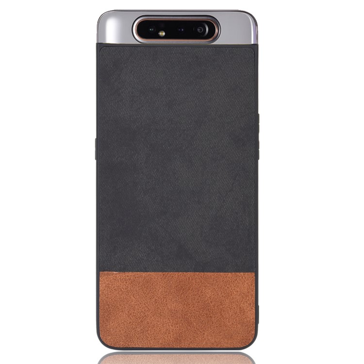 Jeans Cloth Bi-color Splicing PU Leather Coated PC + TPU Combo Case for Samsung Galaxy A80/A90 - Black-2