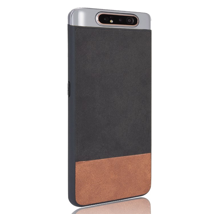 Jeans Cloth Bi-color Splicing PU Leather Coated PC + TPU Combo Case for Samsung Galaxy A80/A90 - Black-3