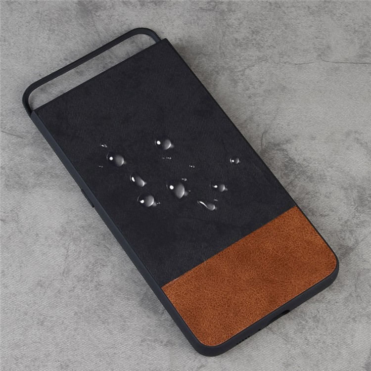 Jeans Cloth Bi-color Splicing PU Leather Coated PC + TPU Combo Case for Samsung Galaxy A80/A90 - Black-6