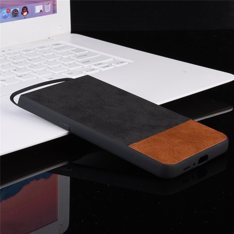 Jeans Cloth Bi-color Splicing PU Leather Coated PC + TPU Combo Case for Samsung Galaxy A80/A90 - Black-7
