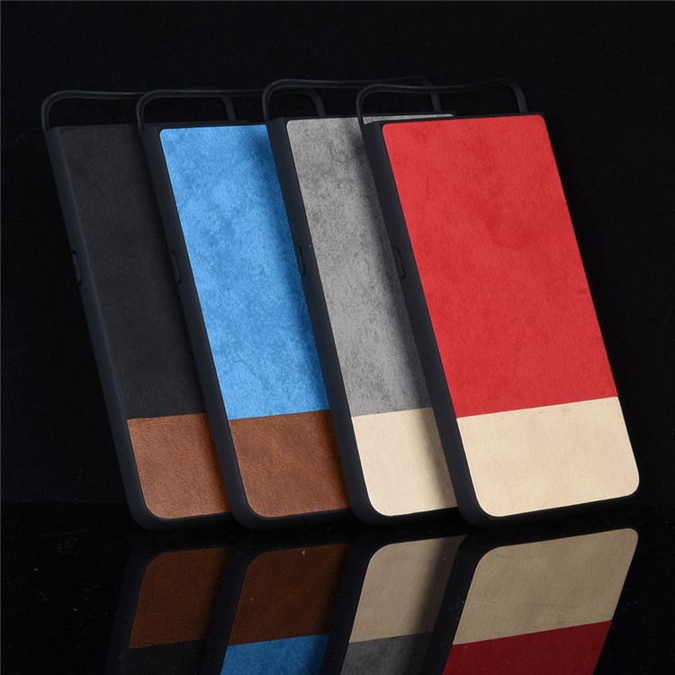 Jeans Cloth Bi-color Splicing PU Leather Coated PC + TPU Combo Case for Samsung Galaxy A80/A90 - Black-8