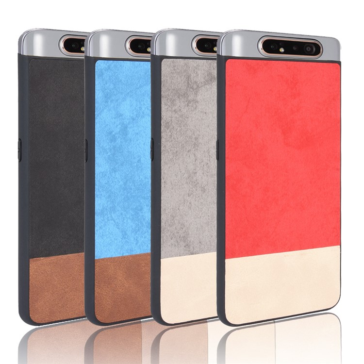 Jeans Cloth Bi-color Splicing PU Leather Coated PC + TPU Combo Case for Samsung Galaxy A80/A90 - Black-9