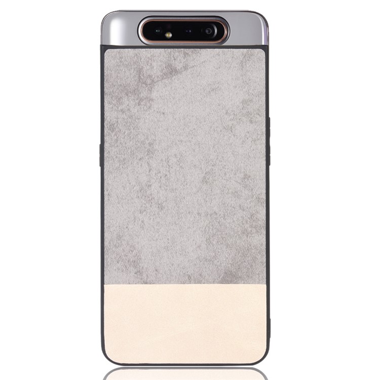 Jeans Cloth Bi-color Splicing PU Leather Coated PC + TPU Combo Case for Samsung Galaxy A80/A90 - Grey-2