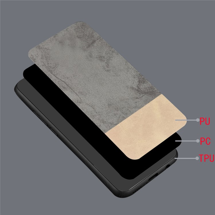 Jeans Cloth Bi-color Splicing PU Leather Coated PC + TPU Combo Case for Samsung Galaxy A80/A90 - Grey-4