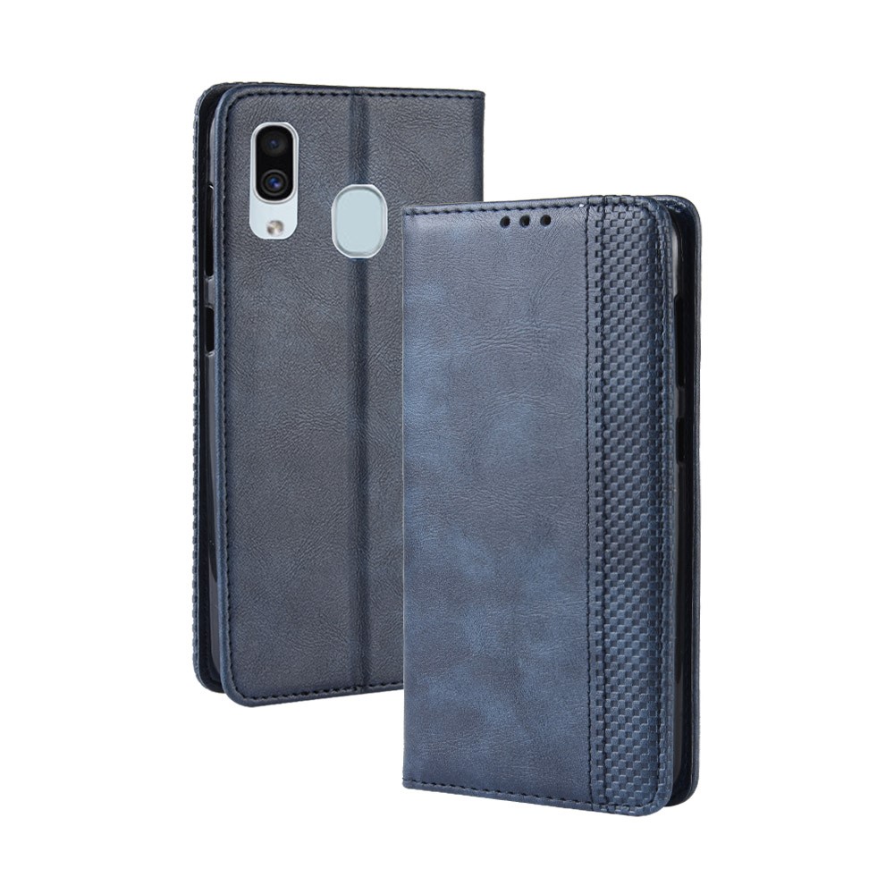 Auto-absorbed Vintage Style PU Leather Wallet Phone Case for Samsung Galaxy A20e - Blue-2