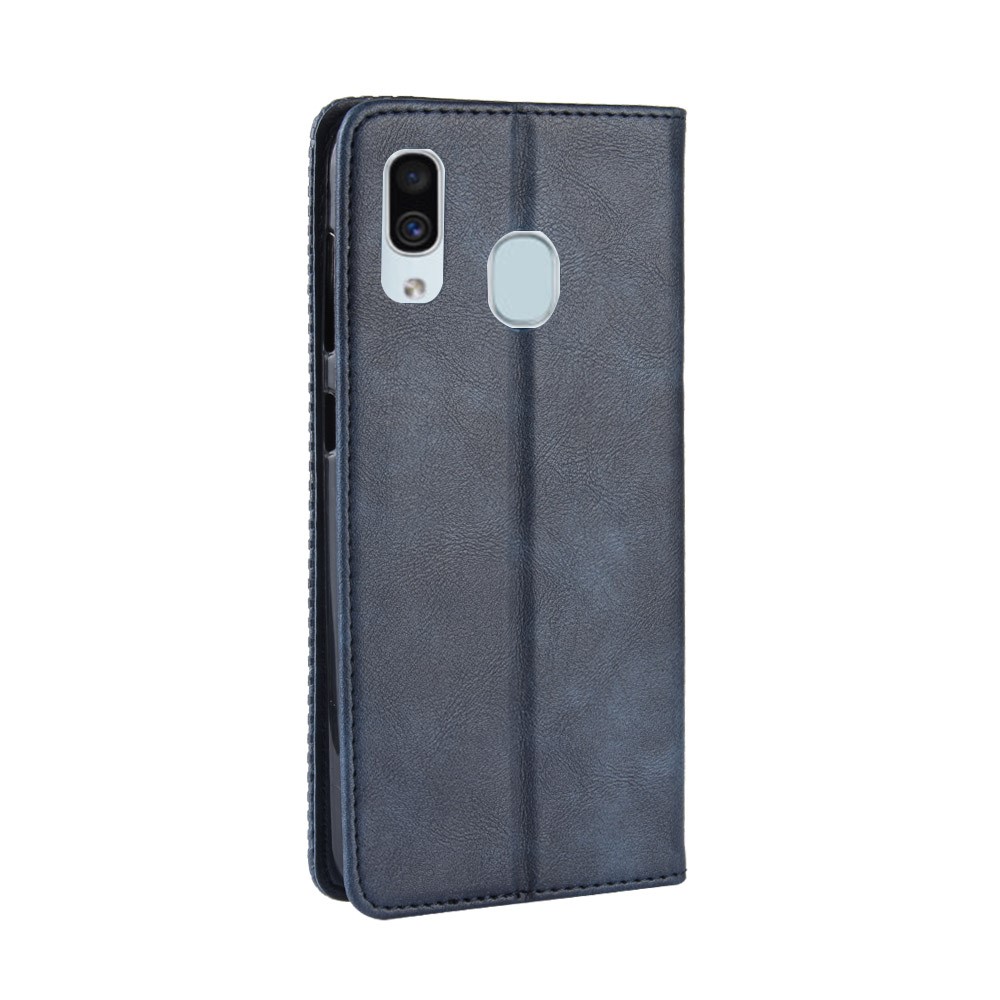 Auto-absorbed Vintage Style PU Leather Wallet Phone Case for Samsung Galaxy A20e - Blue-4