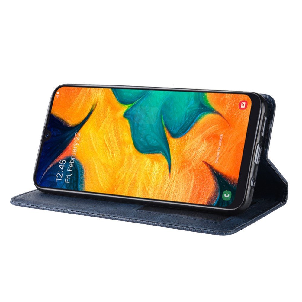 Auto-absorbed Vintage Style PU Leather Wallet Phone Case for Samsung Galaxy A20e - Blue-7