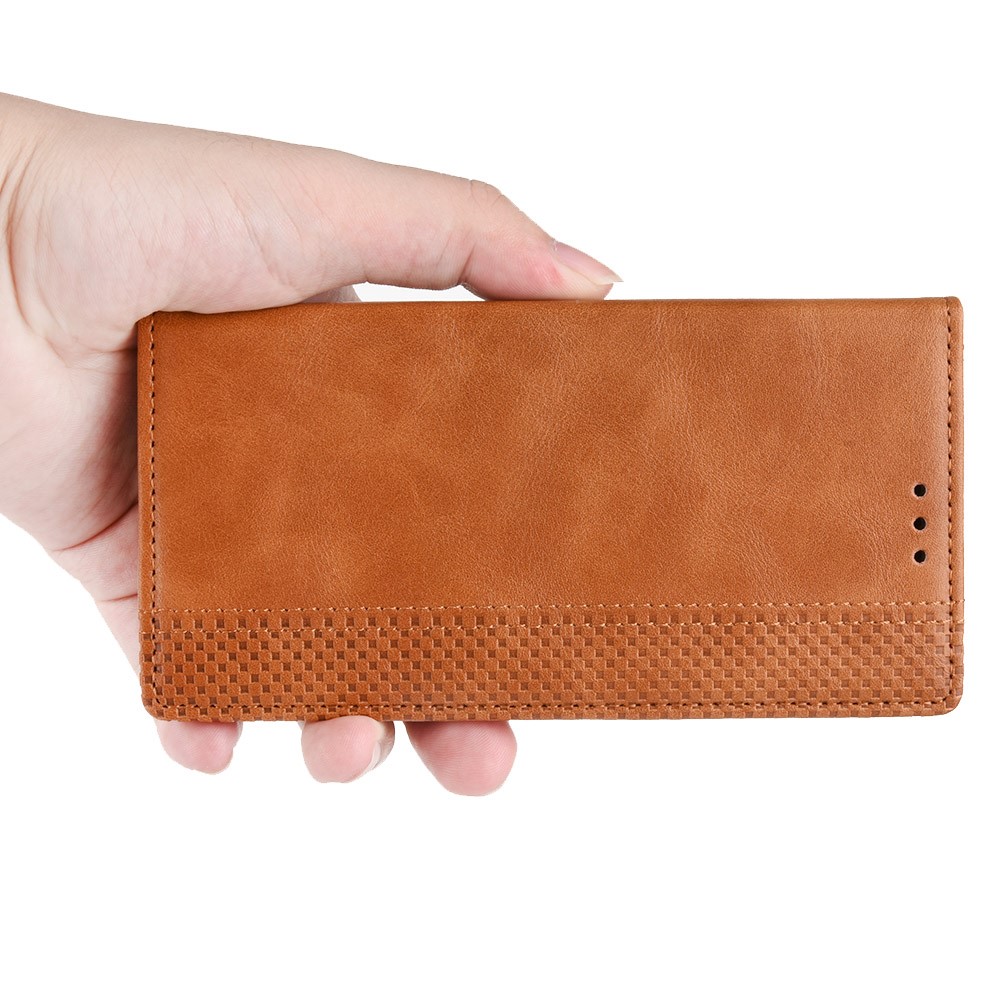 Auto-absorbiertes Vintage-stil PU Leder Brieftaschenhülle Für Samsung Galaxy A20e - Braun