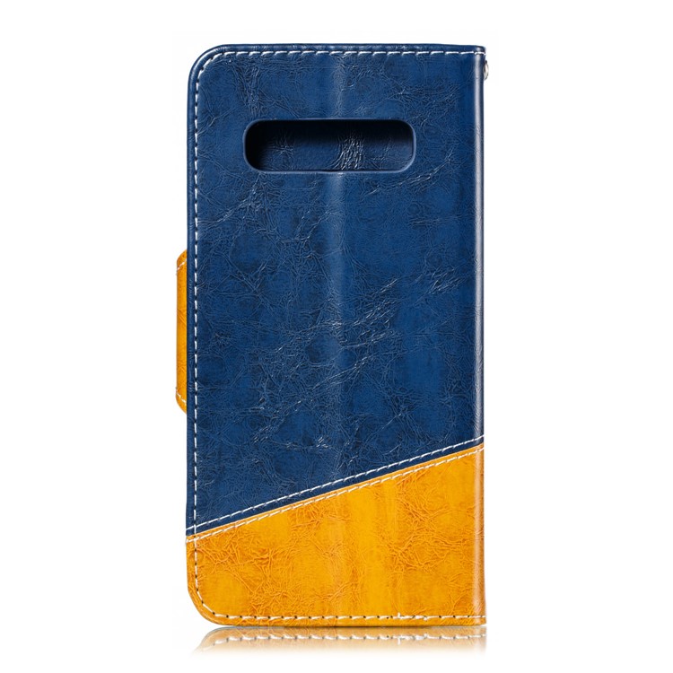 Splicing Button Decor Leather Wallet Phone Shell for Samsung Galaxy S10 Plus - Blue-2