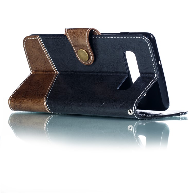 Splicing Button Decor Leather Wallet Phone Shell for Samsung Galaxy S10 Plus - Grey-3