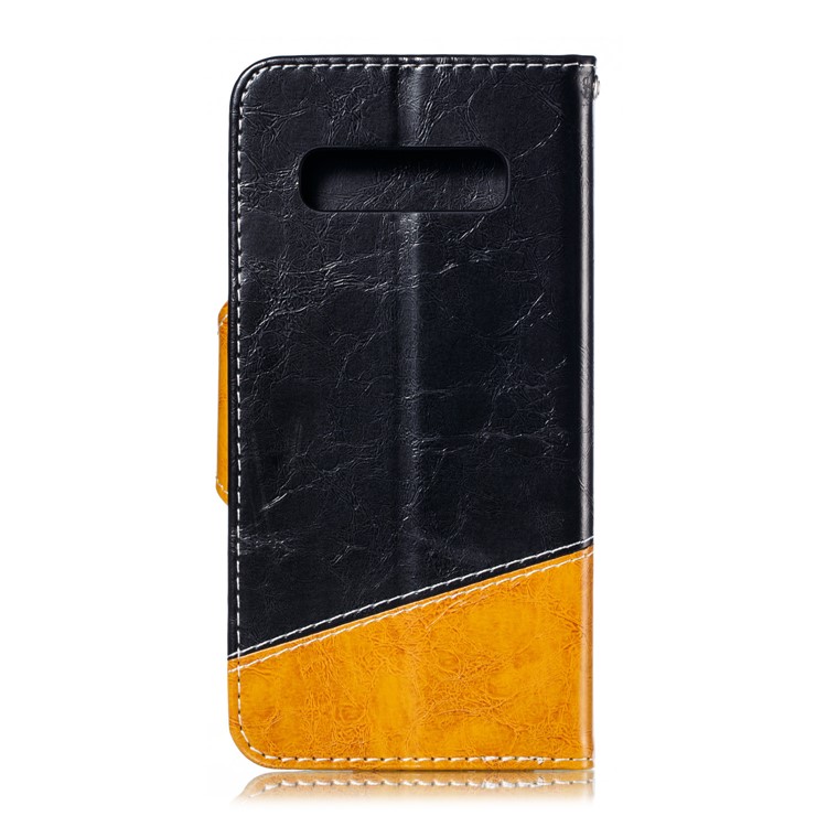 Splicing Button Decor Leather Wallet Phone Shell for Samsung Galaxy S10 Plus - Black-3