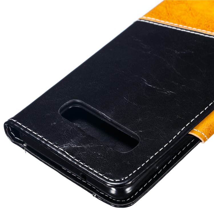 Splicing Button Decor Leather Wallet Phone Shell for Samsung Galaxy S10 Plus - Black-4