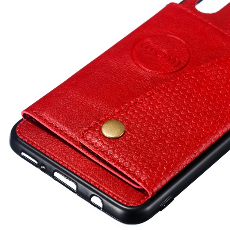 PU Leather Coated TPU Card Holder Magnetic Kickstand Phone Case for Samsung Galaxy A20/A30 - Red-4