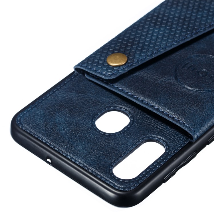 PU Leather Coated TPU Card Holder Magnetic Kickstand Phone Case for Samsung Galaxy A20/A30 - Blue-4