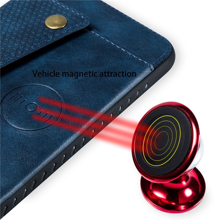 PU Leather Coated TPU Card Holder Magnetic Kickstand Phone Case for Samsung Galaxy A20/A30 - Blue-7