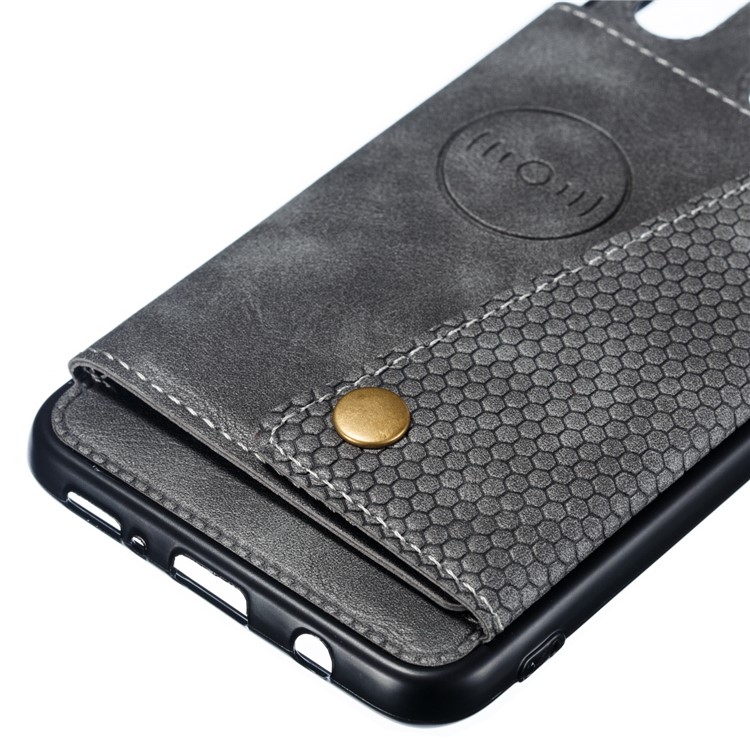 PU Leather Coated TPU Card Holder Magnetic Kickstand Phone Case for Samsung Galaxy A20/A30 - Grey-3