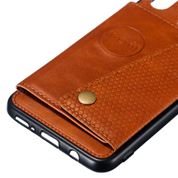Cassa Del Telefono Del Cavalletto Magnetico Rivestito Di Cuoio Dell'unità Di Elaborazione Del Supporto Di TPU Per Samsung Galaxy A20 / A30 - Marrone-3