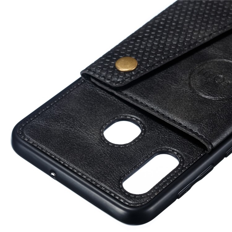 PU Leder Beschichteter TPU Kartenhalter Magnetischer Kickstand Telefonkasten Für Samsung Galaxy A20 / A30 - Schwarz-4