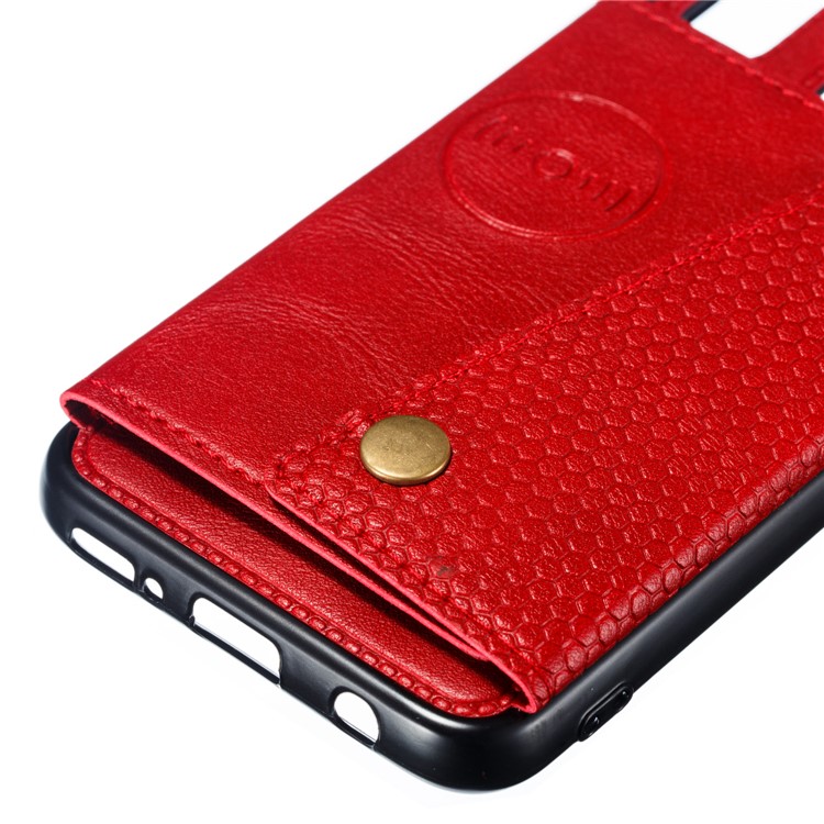 PU Leather Card Holder Magnetic Phone Case for Samsung Galaxy A40 - Red-4