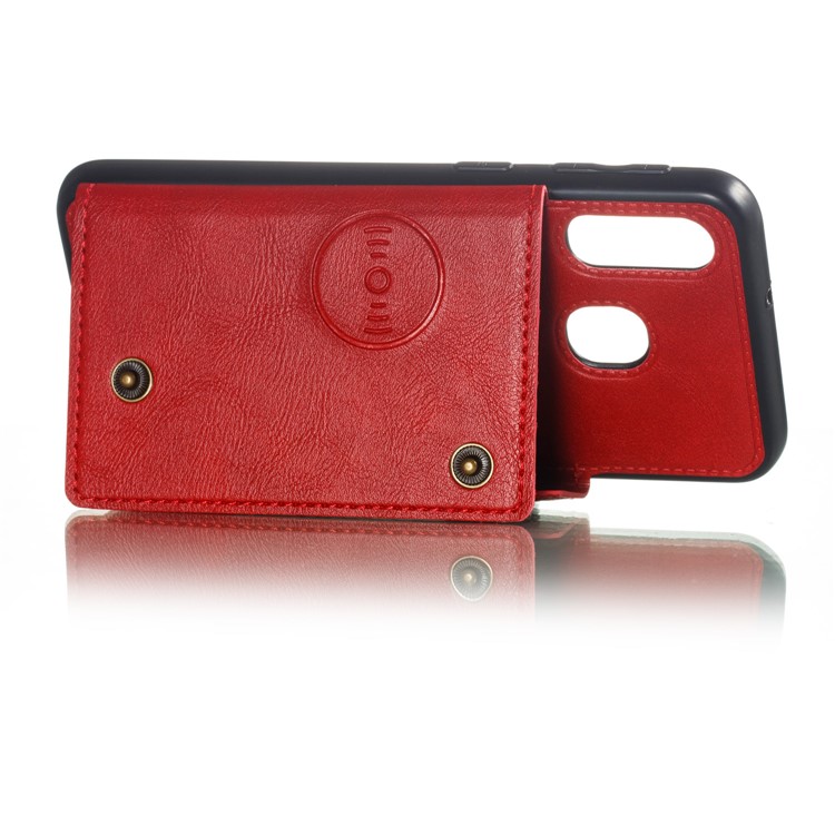 PU Leather Card Holder Magnetic Phone Case for Samsung Galaxy A40 - Red-6