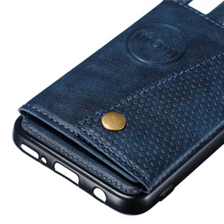 PU Leather Card Holder Magnetic Phone Case for Samsung Galaxy A40 - Blue-3