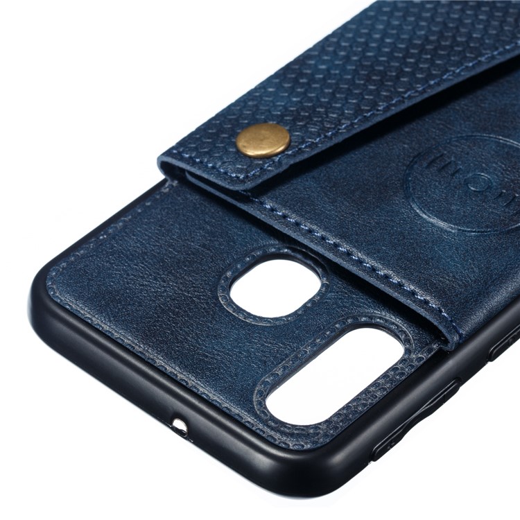 PU Leather Card Holder Magnetic Phone Case for Samsung Galaxy A40 - Blue-4