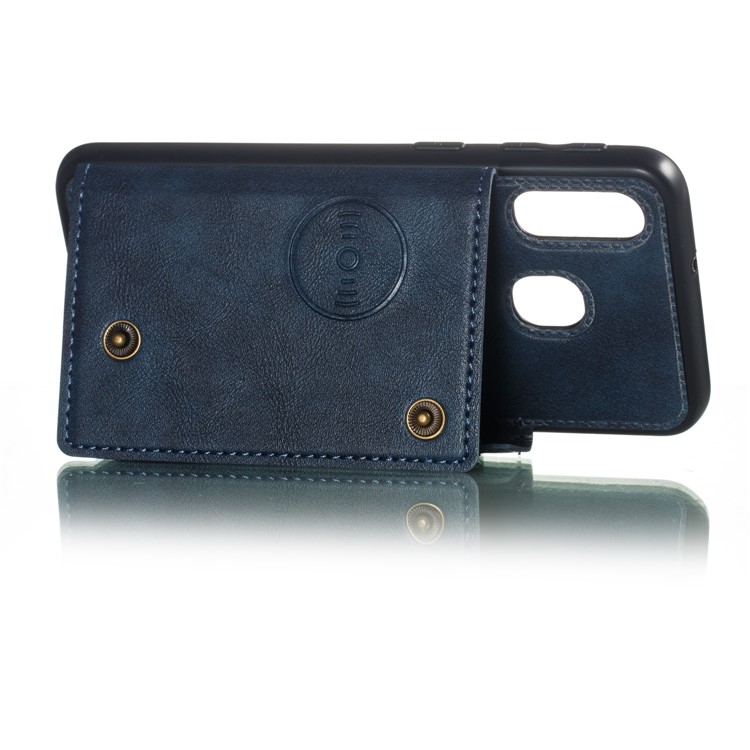 PU Leather Card Holder Magnetic Phone Case for Samsung Galaxy A40 - Blue-5