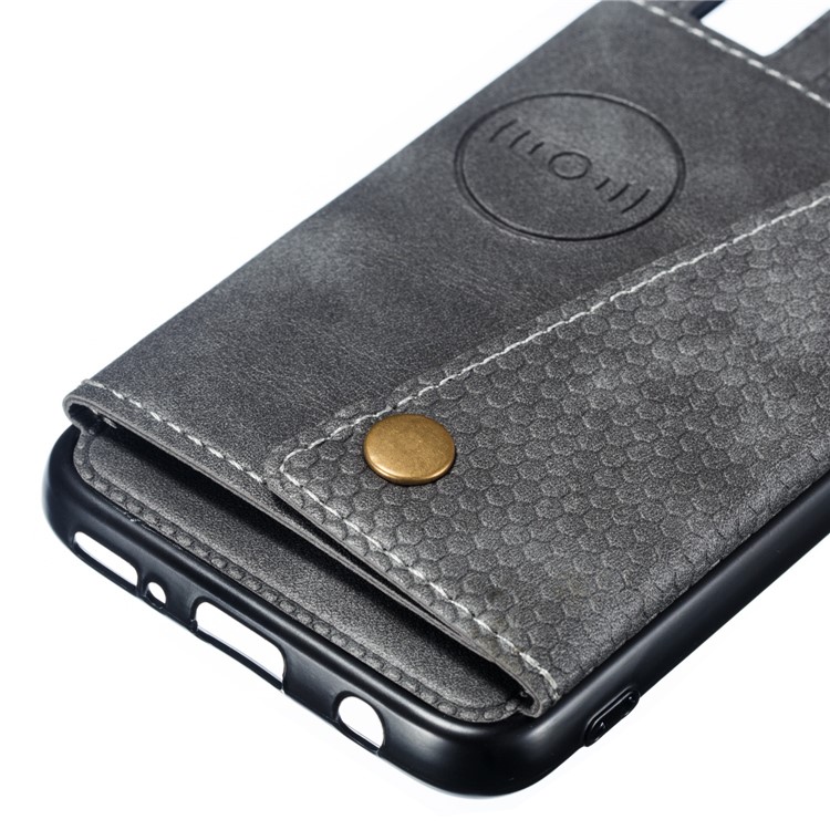 PU Leather Card Holder Magnetic Phone Case for Samsung Galaxy A40 - Grey-3