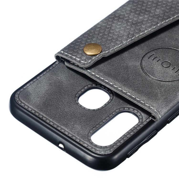 PU Leather Card Holder Magnetic Phone Case for Samsung Galaxy A40 - Grey-4