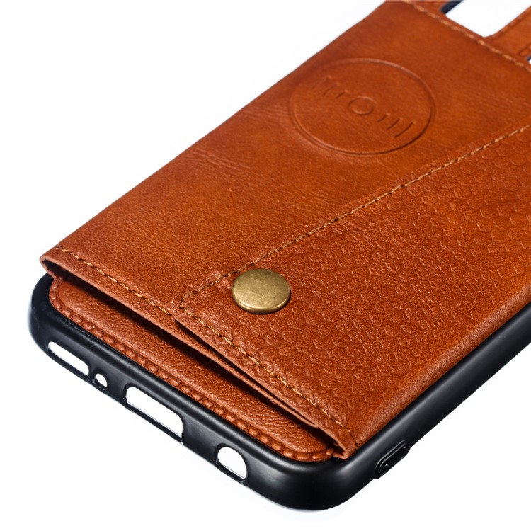 PU Leather Card Holder Magnetic Phone Case for Samsung Galaxy A40 - Brown-3