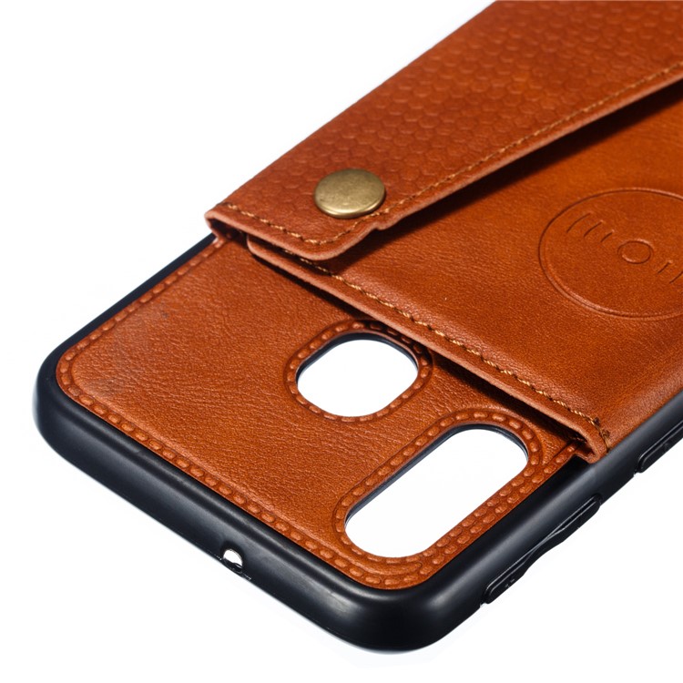 PU Leather Card Holder Magnetic Phone Case for Samsung Galaxy A40 - Brown-4