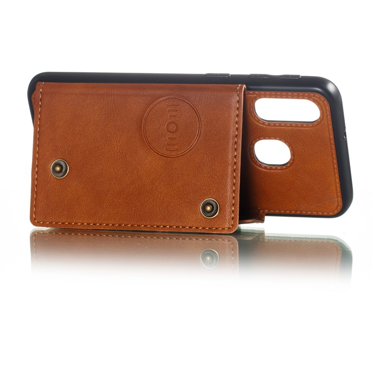 PU Leather Card Holder Magnetic Phone Case for Samsung Galaxy A40 - Brown-5