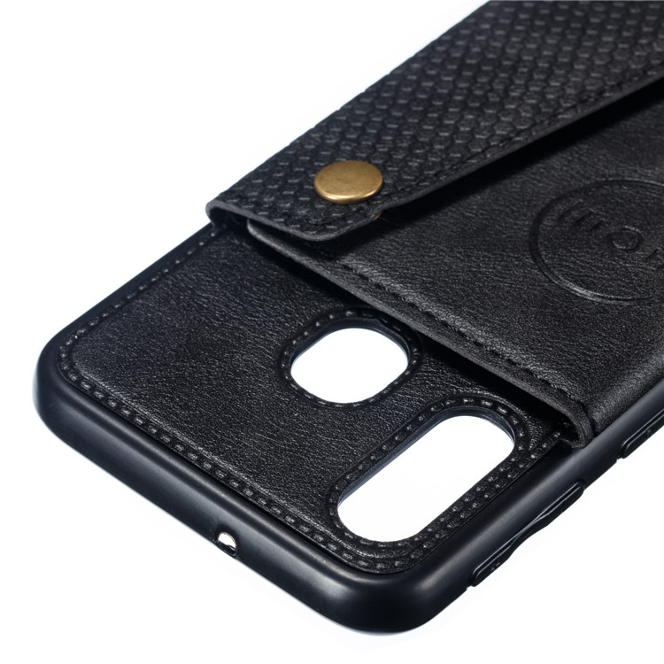 PU Leather Card Holder Magnetic Phone Case for Samsung Galaxy A40 - Black-4
