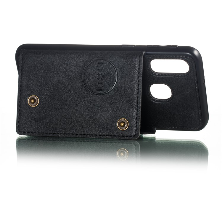 PU Leather Card Holder Magnetic Phone Case for Samsung Galaxy A40 - Black-5